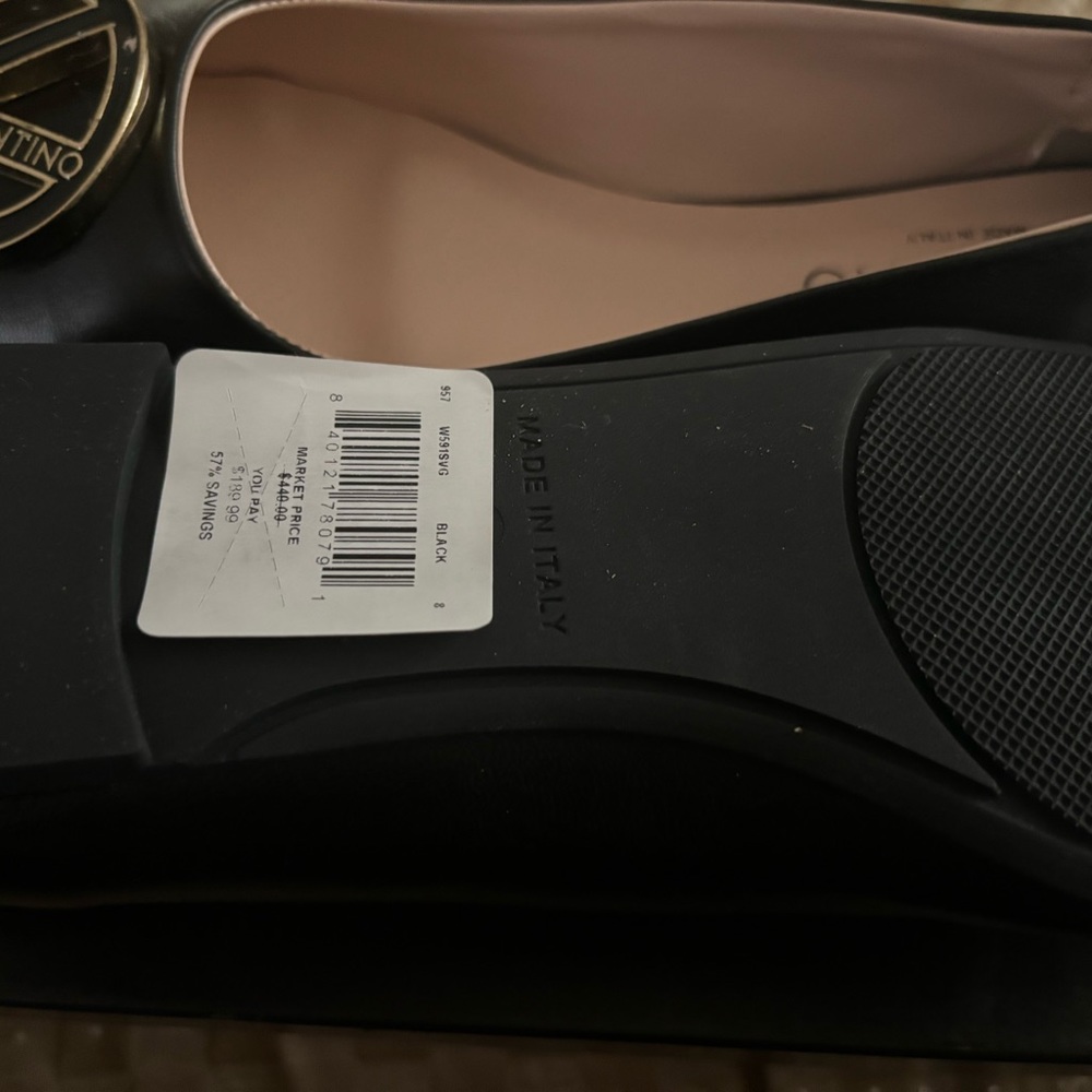 NWT Valentino black leather ballerina flats size 8